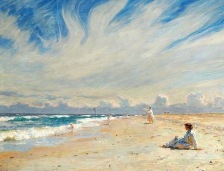 Solve Laurits Tuxen, "Seaside Life on Skagen Beach" jigsaw puzzle ...