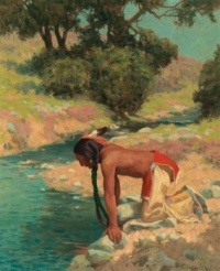 Eanger Irving Couse (American, 1866–1936), Watching the Trout (ca 1915)
