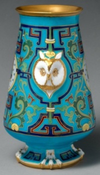 Vase with Owl Heads and "cloisonné" decoration, Minton(s), 1868