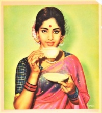 Themes Vintage illustrations/pictures - South Indian actor KR Vijaya sips tea
