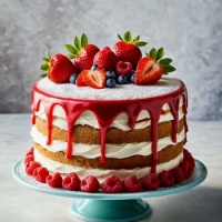 Strawberry Cake, resizable 9 to 600 pieces