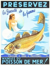 Themes Vintage illustrations/pictures - advertising poster for the benefit of fish, 1945. France
