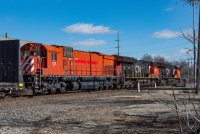 GTW(CN) Train M394 at Schoolcraft, MI. Feb 14, 2024 CN 3262, CN 3089, CFS 71 (MLW M636)