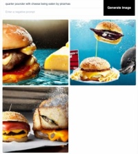AI-generated images_10: Quarter pounder with cheese being eaten by piranhas