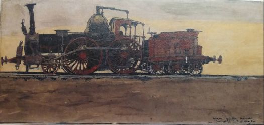 Alte Lokomotive Lyonel Feininger Postkarte 