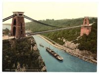 Clifton Suspension bridge, Bristol, UK. Circa 1880. Hand tinted photograph.