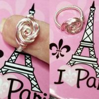 pink and silverplated rose ring