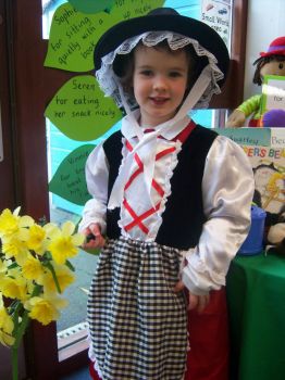 Girl in traditional Welsh costume on St. David's Day!!