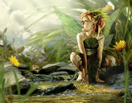 Solve 4 ~ 'Little Green Forest Fairy' jigsaw puzzle online with 30 pieces