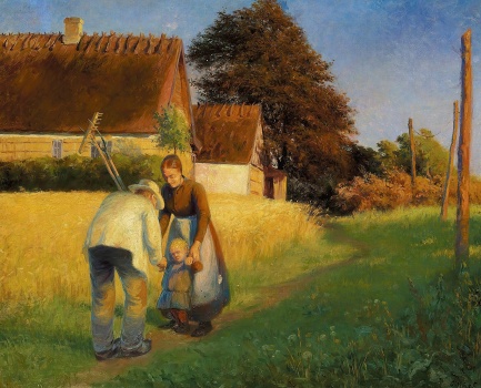 A Little Girl Greets a Returning Harvest Worker