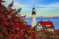 Portland Maine Lighthouse in Autumn-Cape Elizabeth by Gregory Ballos