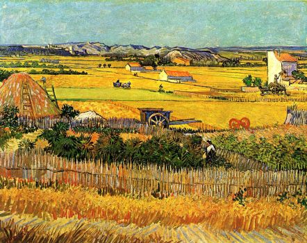 Harvest at La Crau, with Montmajour in the Background - Vincent #vanGogh