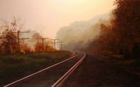 Railroad tracks painting
