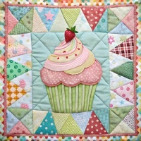 Pastel Patchwork Cupcake