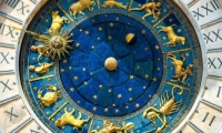 The clock tower in St Mark’s Square, Venice, showing the signs of the zodiac