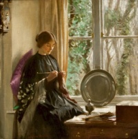 Harold Knight - By the window knitting