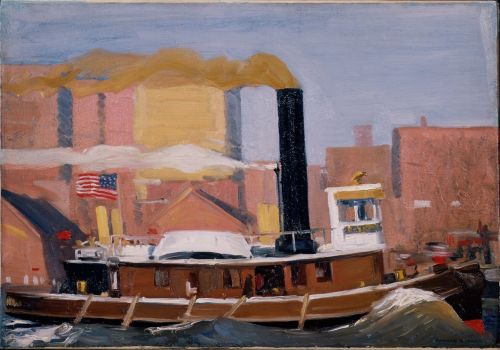 Edward Hopper (1882-1967) Tugboat with Black Smokestack, 1908