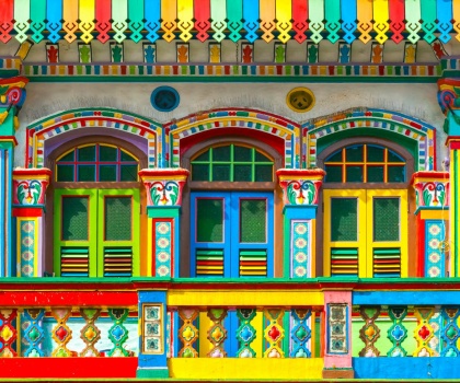 Colorful facade in Little India, Singapore