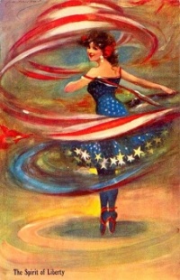 The Spirit of Liberty, ca 1890, postcard by William Henry Barribal (English, 1874–1952)