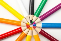 Colorful circle of pencils