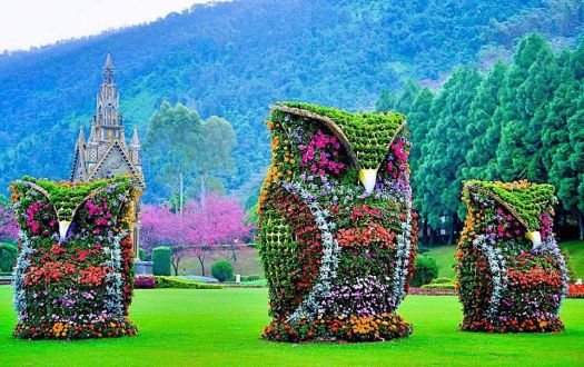 Flower Owl Sculptures, Nantou County, Taiwan