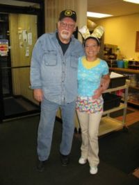 Heidi and me at Easter . She had her bunny ears on.