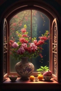 Okno s květinou