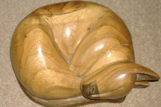 Wood Carving -  Cat - Large