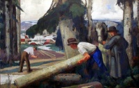 ROZ André (1887-1946) la coupe du bois