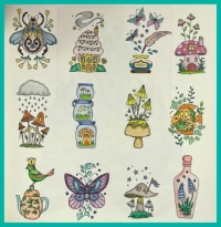Self-colored drawings. Zelf gekleurde tekeningen.