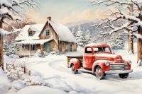 Vintage Truck on a Winter Day