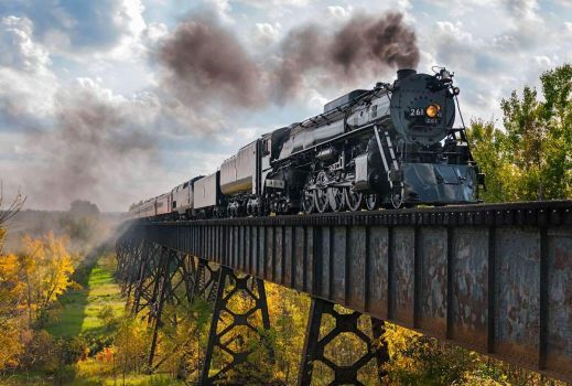 Solve Milwaukee Road 261 steam engine, as the train crosses the Nemadji ...