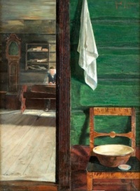 Karl Jensen-Hjell (Norwegian, 1862–1888), Interiør fra Numedal (1884)