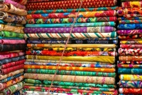 Bolts of colorful cloth