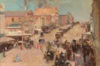 Tom Roberts (British/Australian, 1856–1931), Allegro con Brio, Bourke Street West (ca 1885–86, reworked 1890)