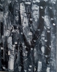 Birch Trees In Snowfall