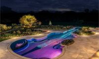 Violin shaped swimming pool.