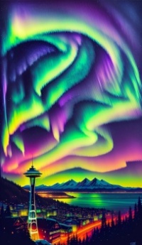 Aurora Borealis above Seattle X-Large