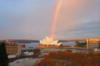 Beautiful Rainbow over the Opera House, Sydney, Aus,