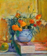 Renoncules au vase bleu (circa 1925) Pierre Bonnard (French, 1867-1947)