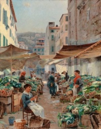 Aukusti Uotila (Finnish, 1858–1886), Ajiacco Vegetable Market (1885)