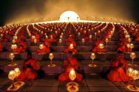 Buddhist monks, lantern lighting ceremony