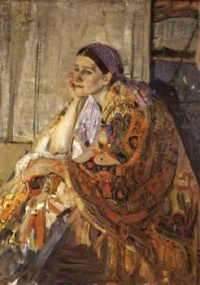 REVERIE is the theme of the day. / Alexander Savinov (Russian, 1881-1942) - Woman in a Shawl, 1907.