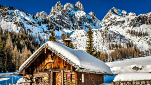 Mountain Cabin In Winter
