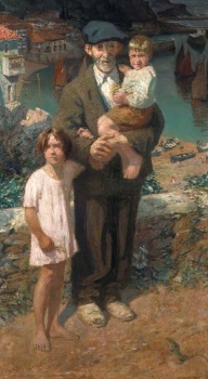Hendrik Jan Wolter (Dutch, 1873–1952), Motrico: A Man and Two Children (1935)