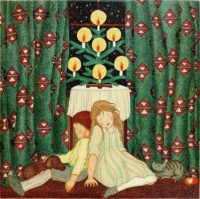 "The Christmas Tree", from a book of art by students of Franz Čižek, illustration by Bella Vichon, published 1922