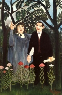 Henri Rousseau (French, 1844–1910), The Muse Inspiring the Poet (portrait of Apollinaire and Marie Laurencin) (1909)