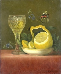 Still Life with Lemon and Cut Glass (1823 - 1826) by Maria Margaretha van Os