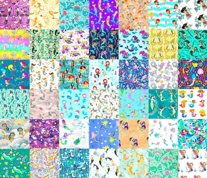 Solve PATCHWORK TINY MERMAIDS jigsaw puzzle online with 378 pieces