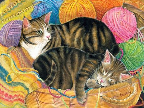 Solve Cats and Yarn #4 jigsaw puzzle online with 88 pieces